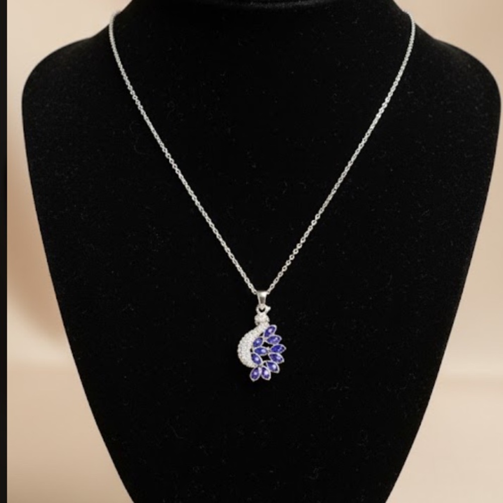 Taxco Silver and Blue Peacock Necklace 925